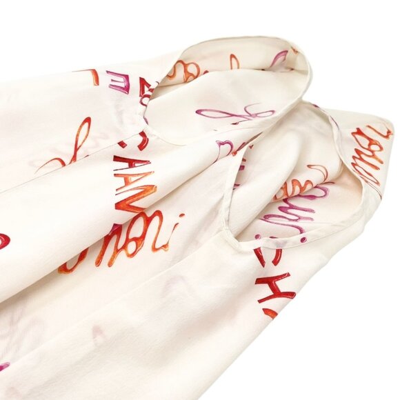 CHANEL Vintage CC Mark Logo Rouge Tank Top Cream Pink Orange Silk [105089] - Picture 9 of 11